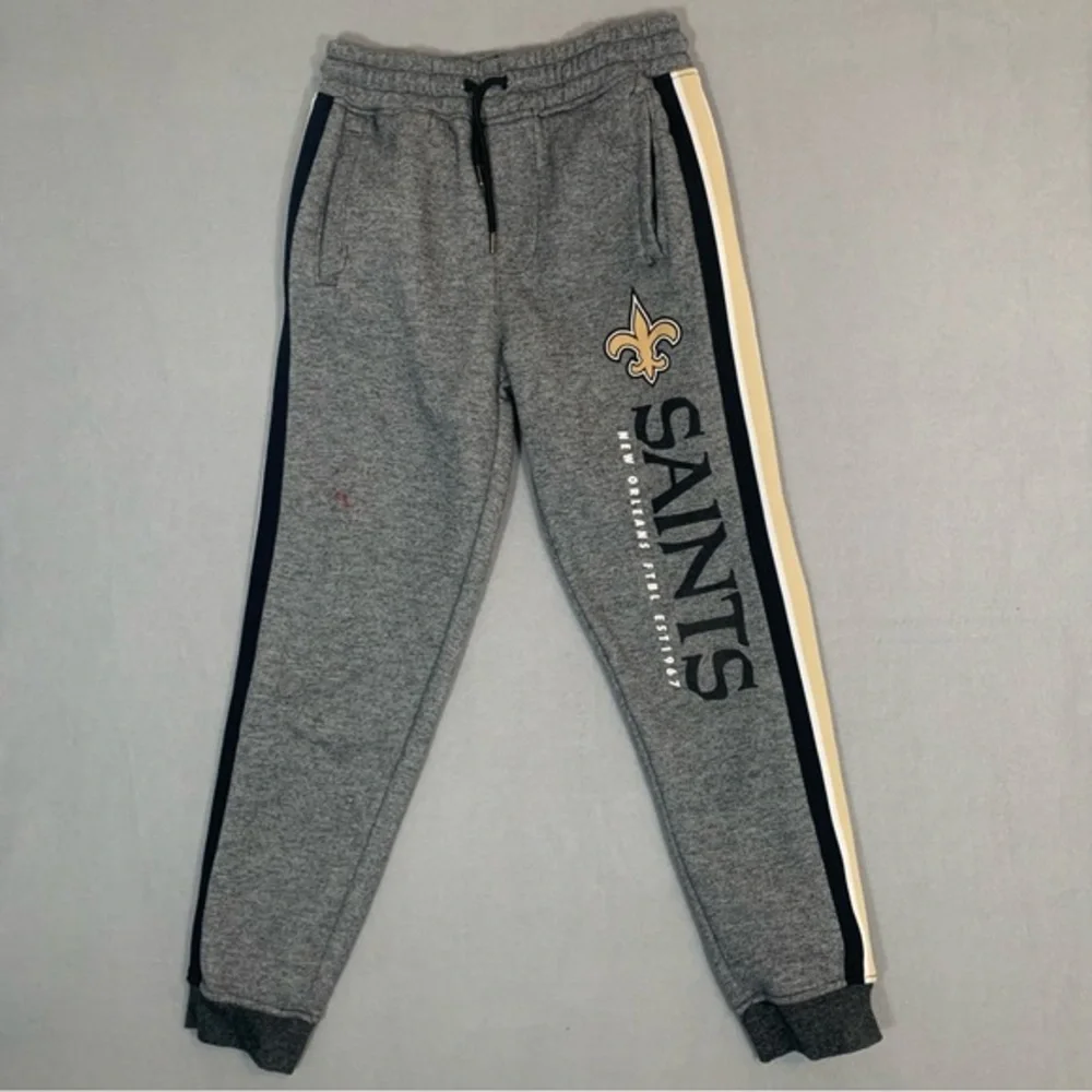 New Orleans Saints Kids Gray Joggers with Black and Gold Accents Kids Sz L 14-16